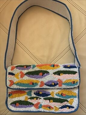 Beaded Fish Pattern Shoulder Bag in Multicolor